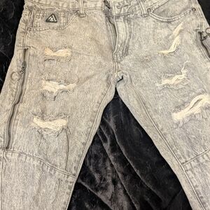 Trendy Distressed Gray Skinny Jeans for Men